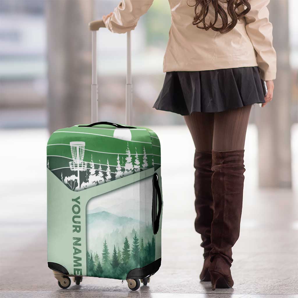 Custom Disc Golf Luggage Cover with Forest Landscape Basket Silhouette - Wonder Print Shop