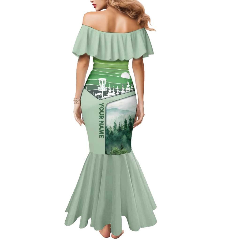 Custom Disc Golf Mermaid Dress with Forest Landscape Basket Silhouette - Wonder Print Shop