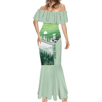 Custom Disc Golf Mermaid Dress with Forest Landscape Basket Silhouette - Wonder Print Shop