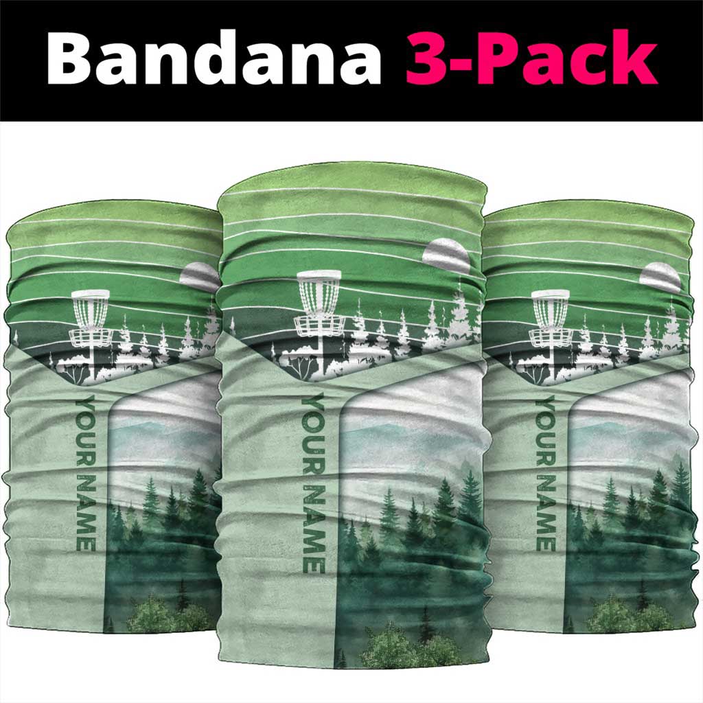 Custom Disc Golf Neck Gaiter with Forest Landscape Basket Silhouette - Wonder Print Shop