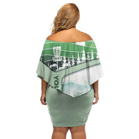 Custom Disc Golf Off Shoulder Short Dress with Forest Landscape Basket Silhouette - Wonder Print Shop