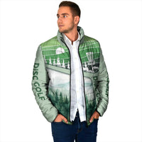 Custom Disc Golf Padded Jacket with Forest Landscape Basket Silhouette - Wonder Print Shop