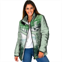 Custom Disc Golf Padded Jacket with Forest Landscape Basket Silhouette - Wonder Print Shop