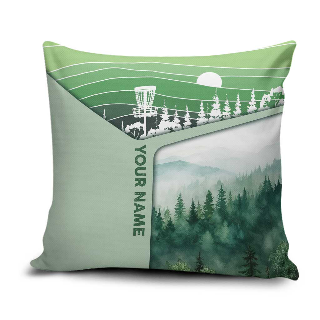Custom Disc Golf Pillow Cover with Forest Landscape Basket Silhouette - Wonder Print Shop