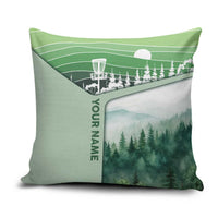 Custom Disc Golf Pillow Cover with Forest Landscape Basket Silhouette - Wonder Print Shop