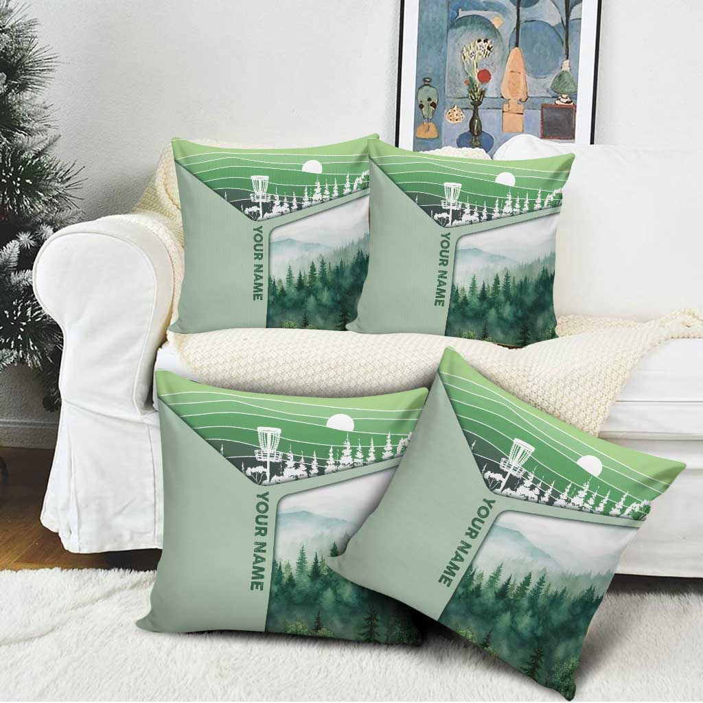 Custom Disc Golf Pillow Cover with Forest Landscape Basket Silhouette - Wonder Print Shop