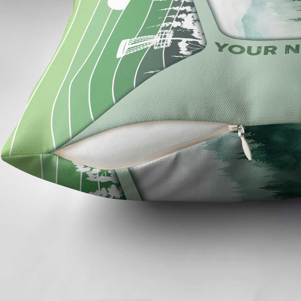 Custom Disc Golf Pillow Cover with Forest Landscape Basket Silhouette - Wonder Print Shop
