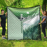 Custom Disc Golf Quilt with Forest Landscape Basket Silhouette - Wonder Print Shop