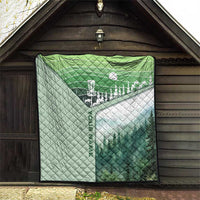 Custom Disc Golf Quilt with Forest Landscape Basket Silhouette - Wonder Print Shop