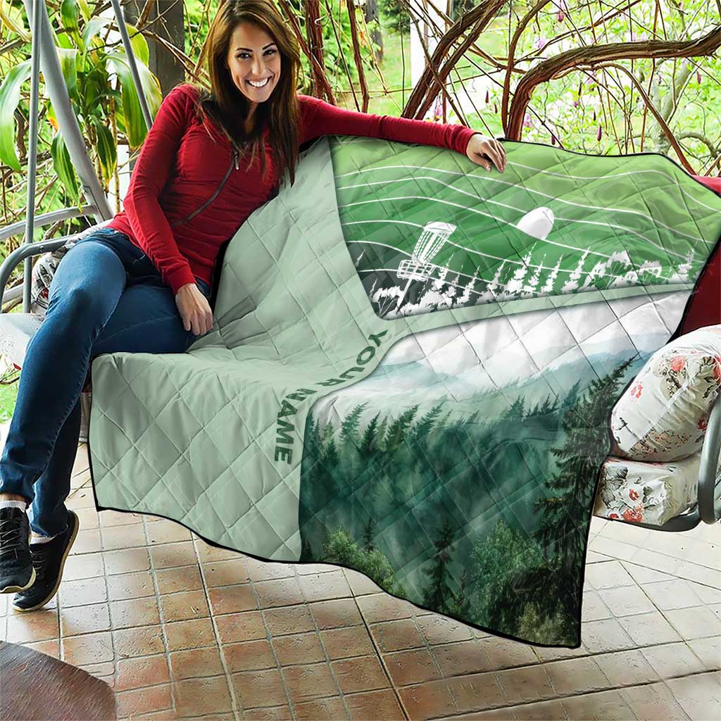 Custom Disc Golf Quilt with Forest Landscape Basket Silhouette - Wonder Print Shop