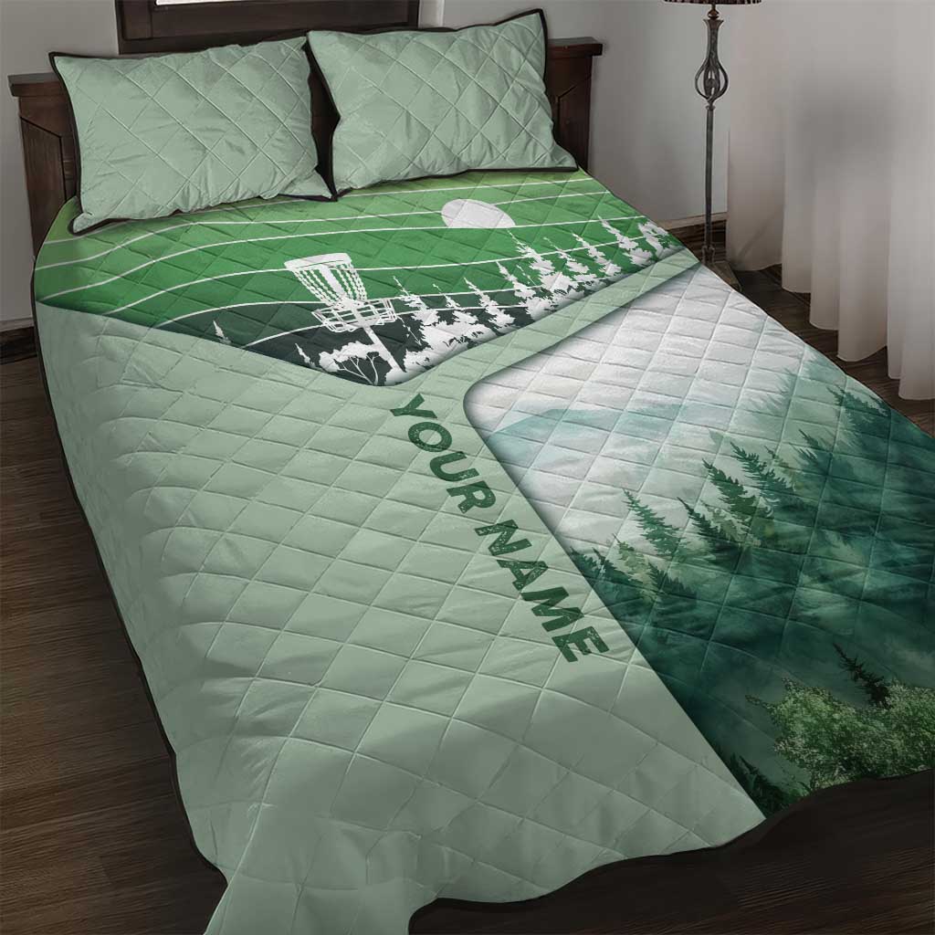 Custom Disc Golf Quilt Bed Set with Forest Landscape Basket Silhouette - Wonder Print Shop