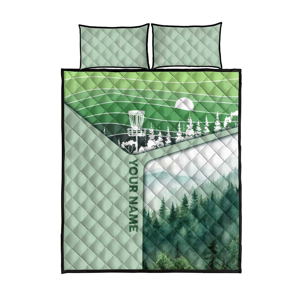 Custom Disc Golf Quilt Bed Set with Forest Landscape Basket Silhouette - Wonder Print Shop