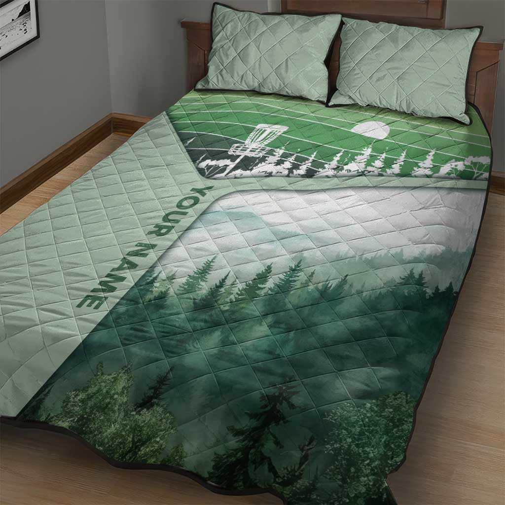 Custom Disc Golf Quilt Bed Set with Forest Landscape Basket Silhouette - Wonder Print Shop