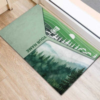 Custom Disc Golf Rubber Doormat with Forest Landscape Basket Silhouette - Wonder Print Shop