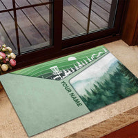 Custom Disc Golf Rubber Doormat with Forest Landscape Basket Silhouette - Wonder Print Shop