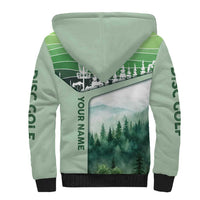 Custom Disc Golf Sherpa Hoodie with Forest Landscape Basket Silhouette - Wonder Print Shop