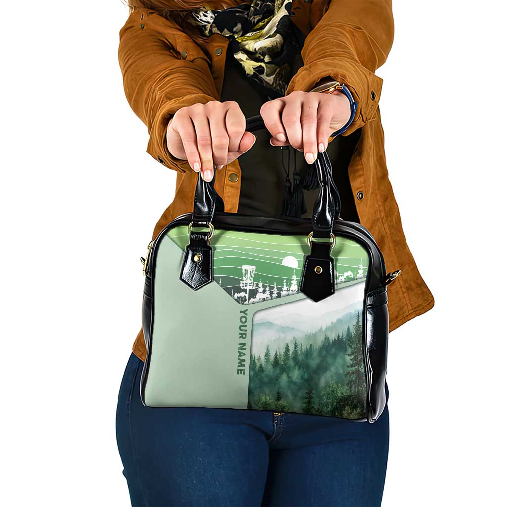 Custom Disc Golf Shoulder Handbag with Forest Landscape Basket Silhouette - Wonder Print Shop