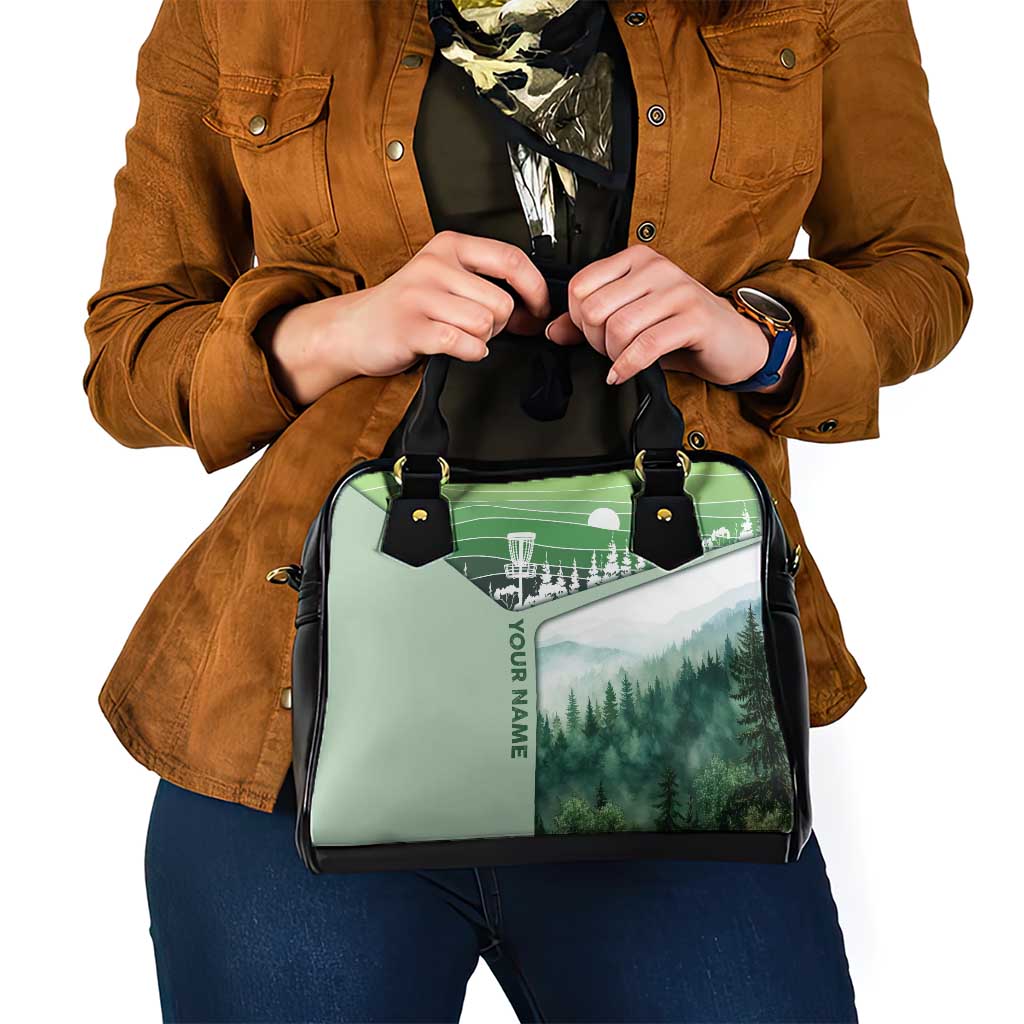 Custom Disc Golf Shoulder Handbag with Forest Landscape Basket Silhouette - Wonder Print Shop
