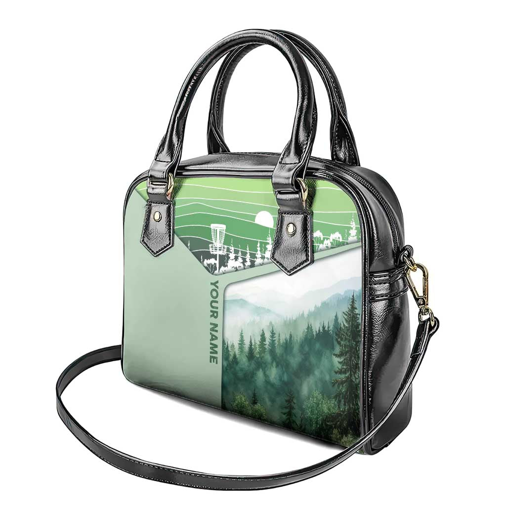 Custom Disc Golf Shoulder Handbag with Forest Landscape Basket Silhouette - Wonder Print Shop