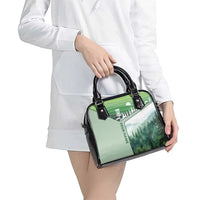 Custom Disc Golf Shoulder Handbag with Forest Landscape Basket Silhouette - Wonder Print Shop