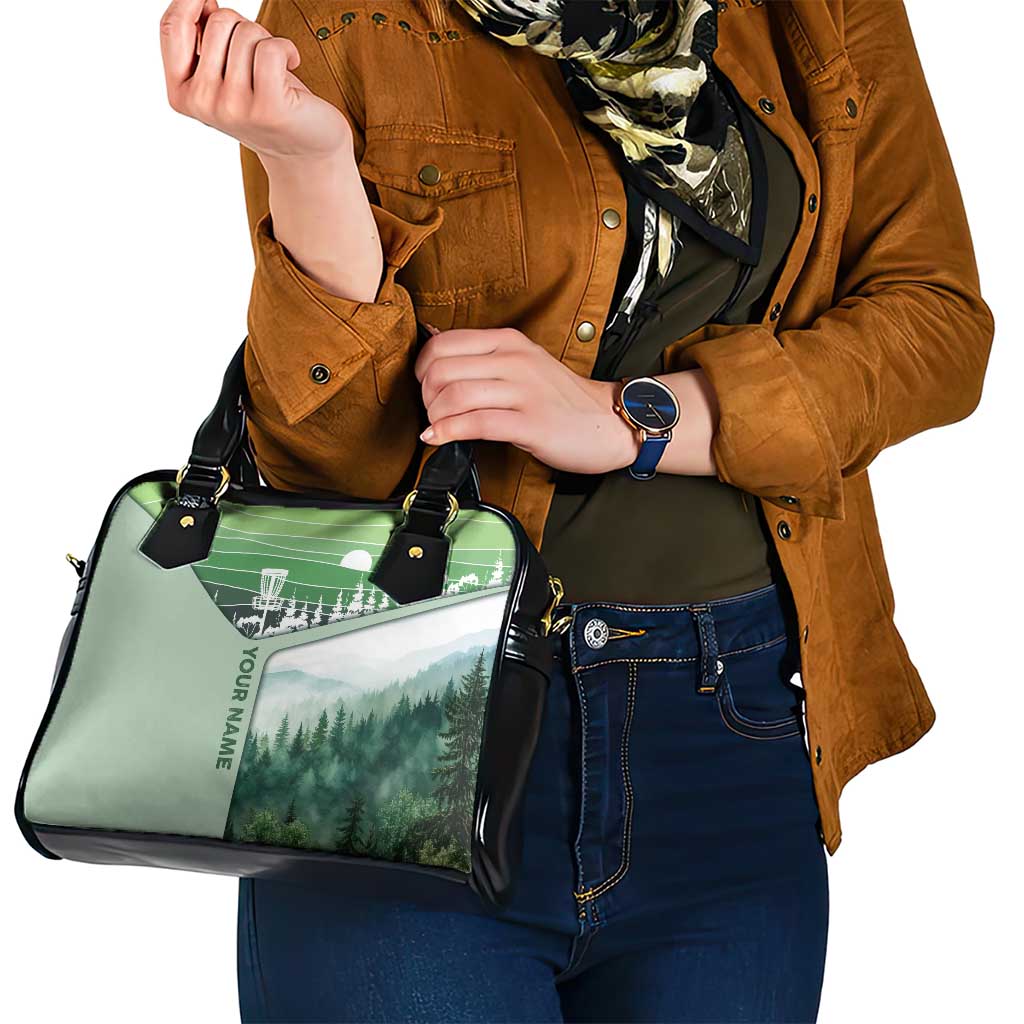 Custom Disc Golf Shoulder Handbag with Forest Landscape Basket Silhouette - Wonder Print Shop