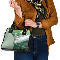 Custom Disc Golf Shoulder Handbag with Forest Landscape Basket Silhouette - Wonder Print Shop
