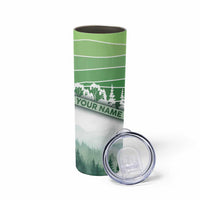 Custom Disc Golf Skinny Tumbler with Forest Landscape Basket Silhouette - Wonder Print Shop