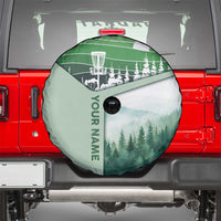 Custom Disc Golf Spare Tire Cover with Forest Landscape Basket Silhouette - Wonder Print Shop