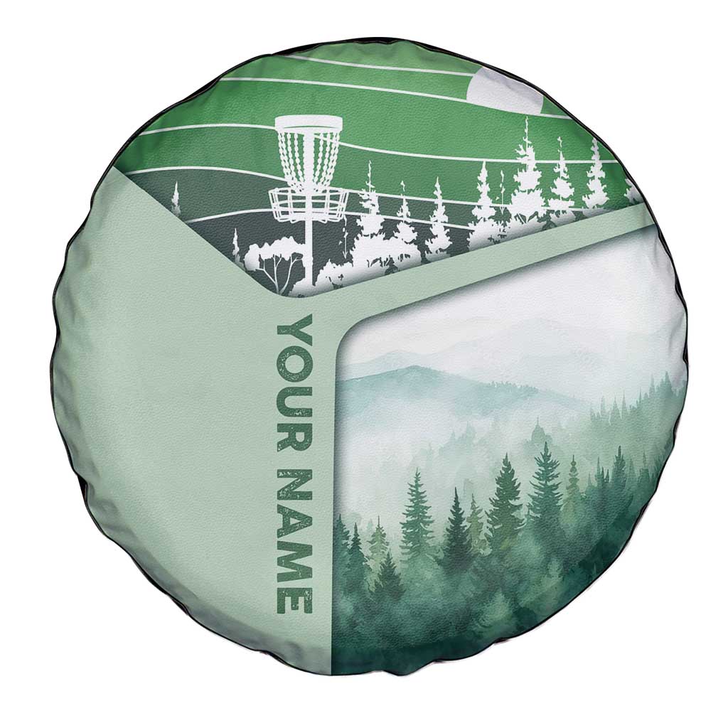 Custom Disc Golf Spare Tire Cover with Forest Landscape Basket Silhouette - Wonder Print Shop