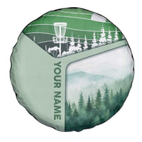 Custom Disc Golf Spare Tire Cover with Forest Landscape Basket Silhouette - Wonder Print Shop