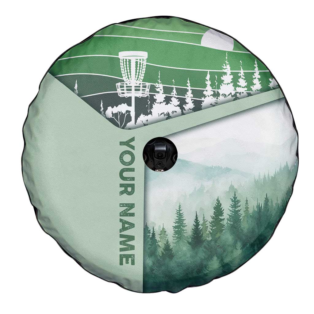 Custom Disc Golf Spare Tire Cover with Forest Landscape Basket Silhouette - Wonder Print Shop