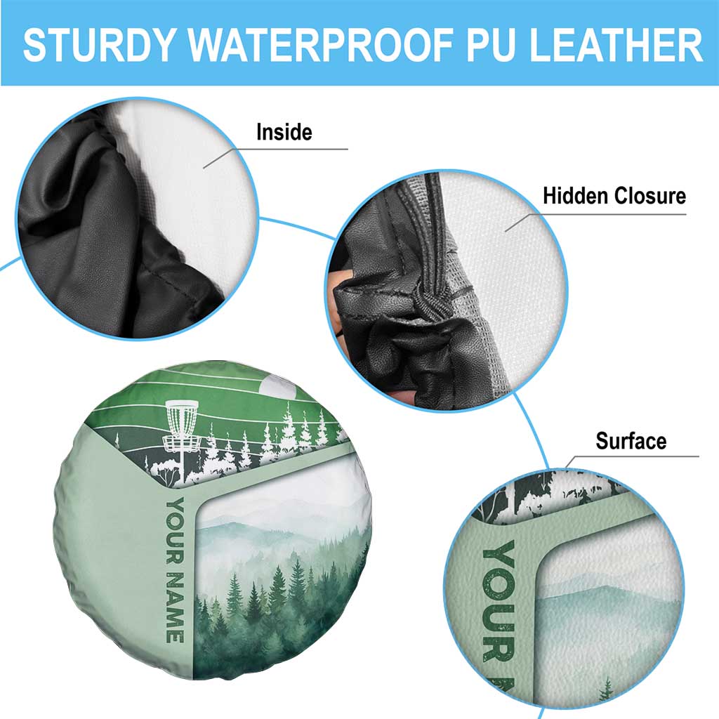 Custom Disc Golf Spare Tire Cover with Forest Landscape Basket Silhouette - Wonder Print Shop