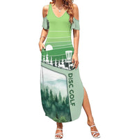 Custom Disc Golf Summer Maxi Dress with Forest Landscape Basket Silhouette - Wonder Print Shop