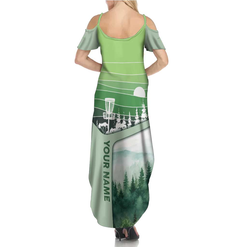 Custom Disc Golf Summer Maxi Dress with Forest Landscape Basket Silhouette - Wonder Print Shop