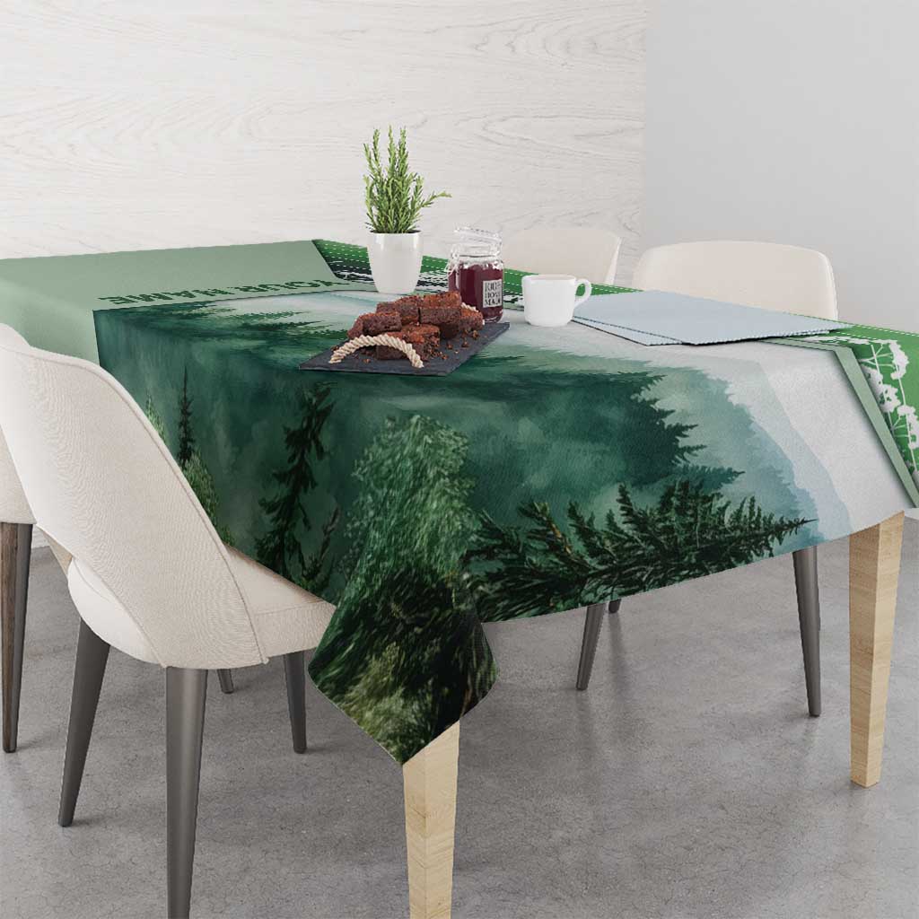 Custom Disc Golf Tablecloth with Forest Landscape Basket Silhouette - Wonder Print Shop