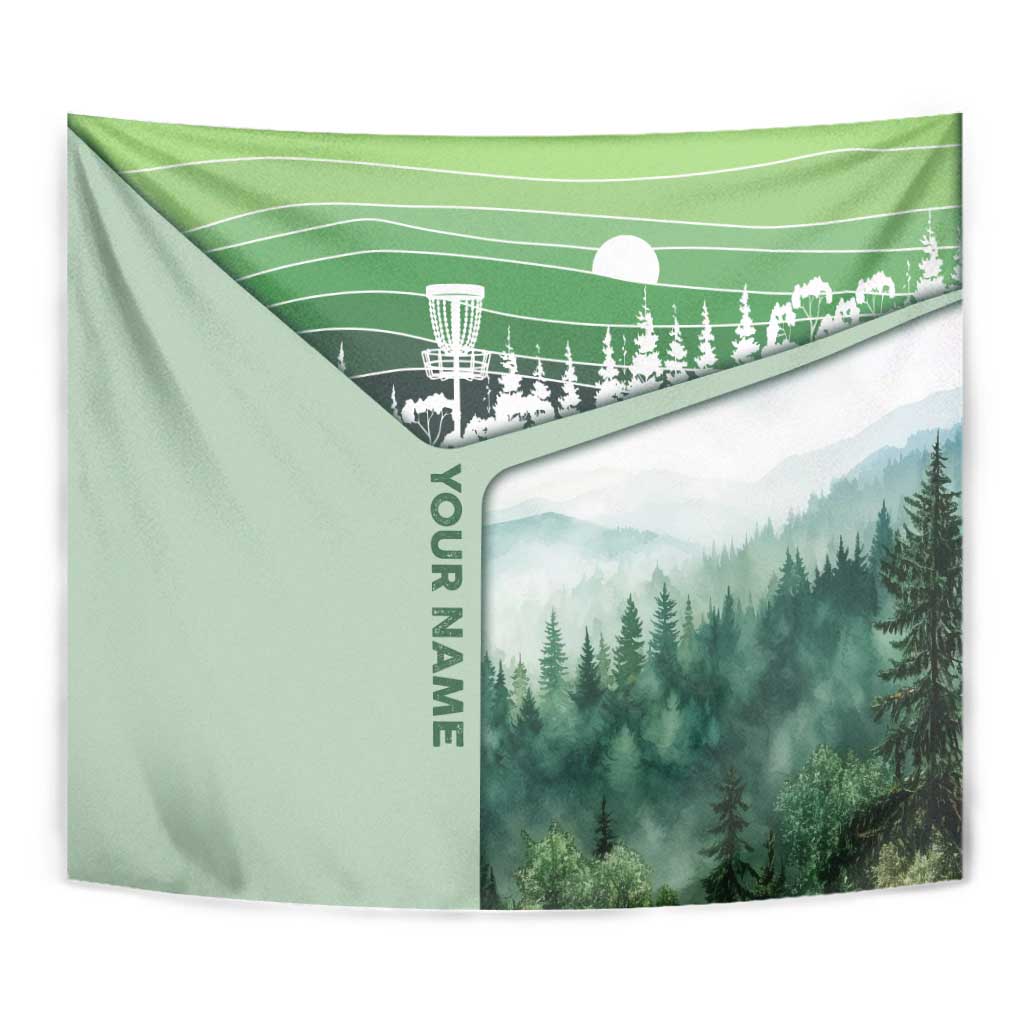 Custom Disc Golf Tapestry with Forest Landscape Basket Silhouette - Wonder Print Shop