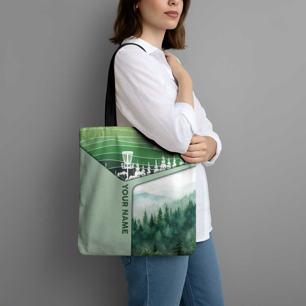 Custom Disc Golf Tote Bag with Forest Landscape Basket Silhouette - Wonder Print Shop