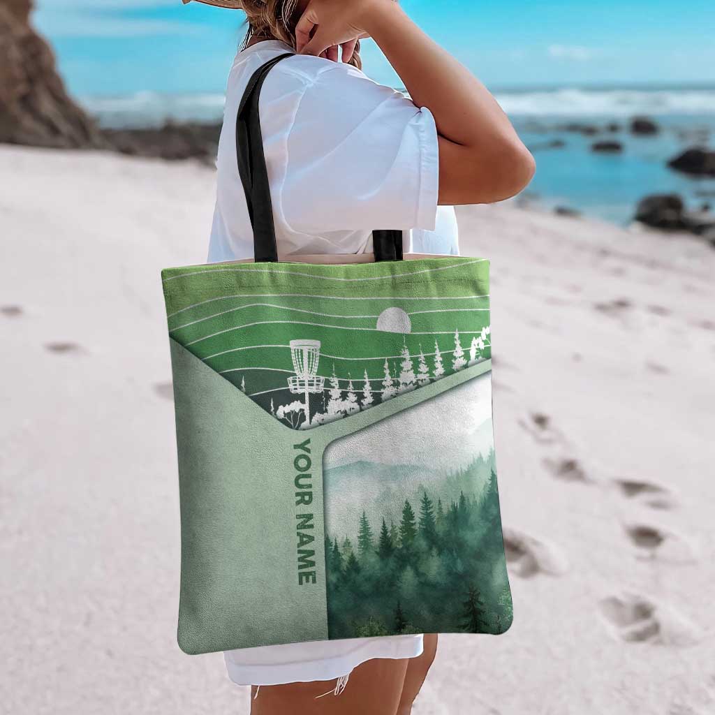 Custom Disc Golf Tote Bag with Forest Landscape Basket Silhouette - Wonder Print Shop