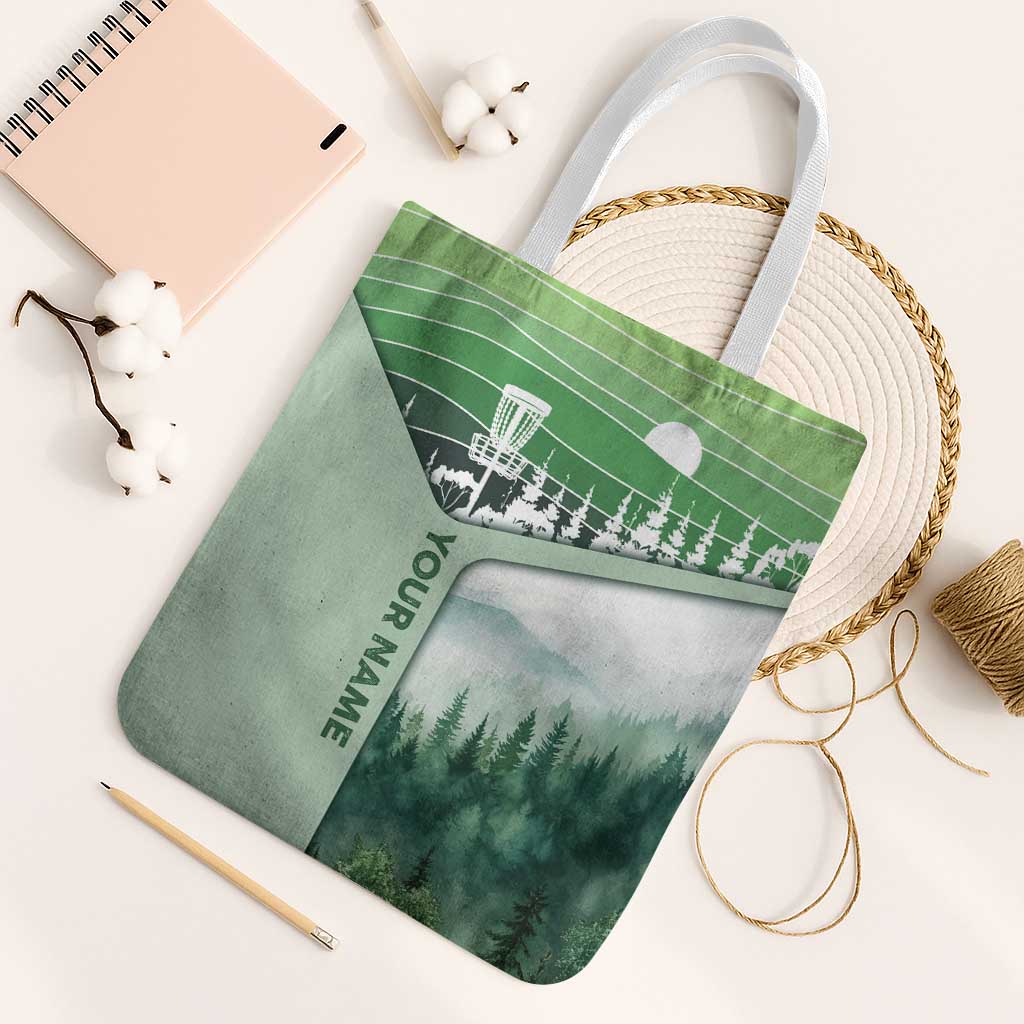 Custom Disc Golf Tote Bag with Forest Landscape Basket Silhouette - Wonder Print Shop