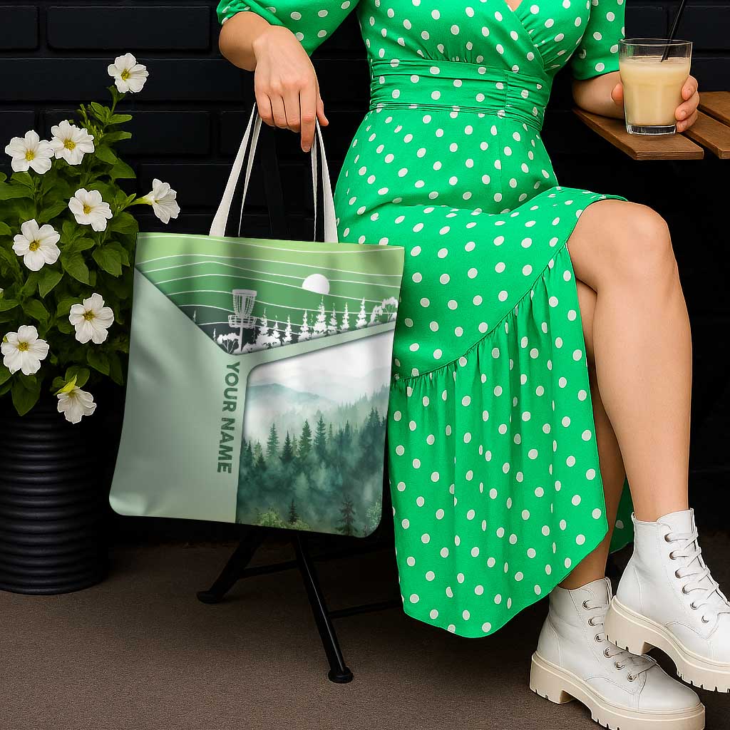 Custom Disc Golf Tote Bag with Forest Landscape Basket Silhouette - Wonder Print Shop