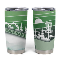 Custom Disc Golf Tumbler Cup with Forest Landscape Basket Silhouette - Wonder Print Shop