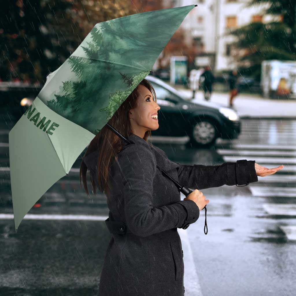 Custom Disc Golf Umbrella with Forest Landscape Basket Silhouette - Wonder Print Shop