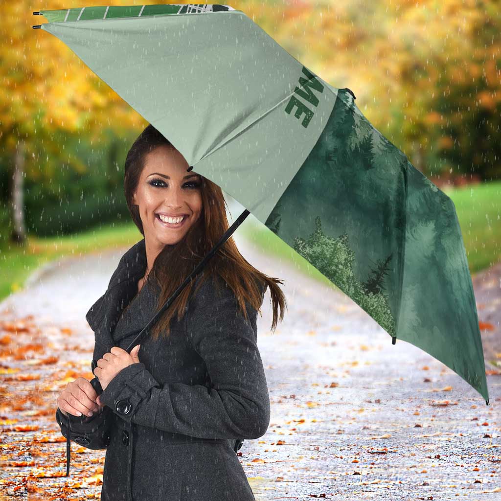 Custom Disc Golf Umbrella with Forest Landscape Basket Silhouette - Wonder Print Shop