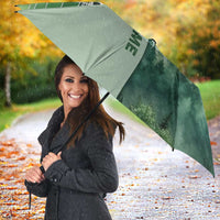 Custom Disc Golf Umbrella with Forest Landscape Basket Silhouette - Wonder Print Shop