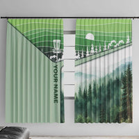 Custom Disc Golf Window Curtain with Forest Landscape Basket Silhouette - Wonder Print Shop