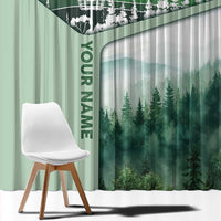 Custom Disc Golf Window Curtain with Forest Landscape Basket Silhouette - Wonder Print Shop