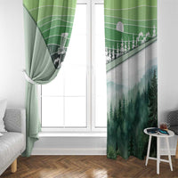 Custom Disc Golf Window Curtain with Forest Landscape Basket Silhouette - Wonder Print Shop