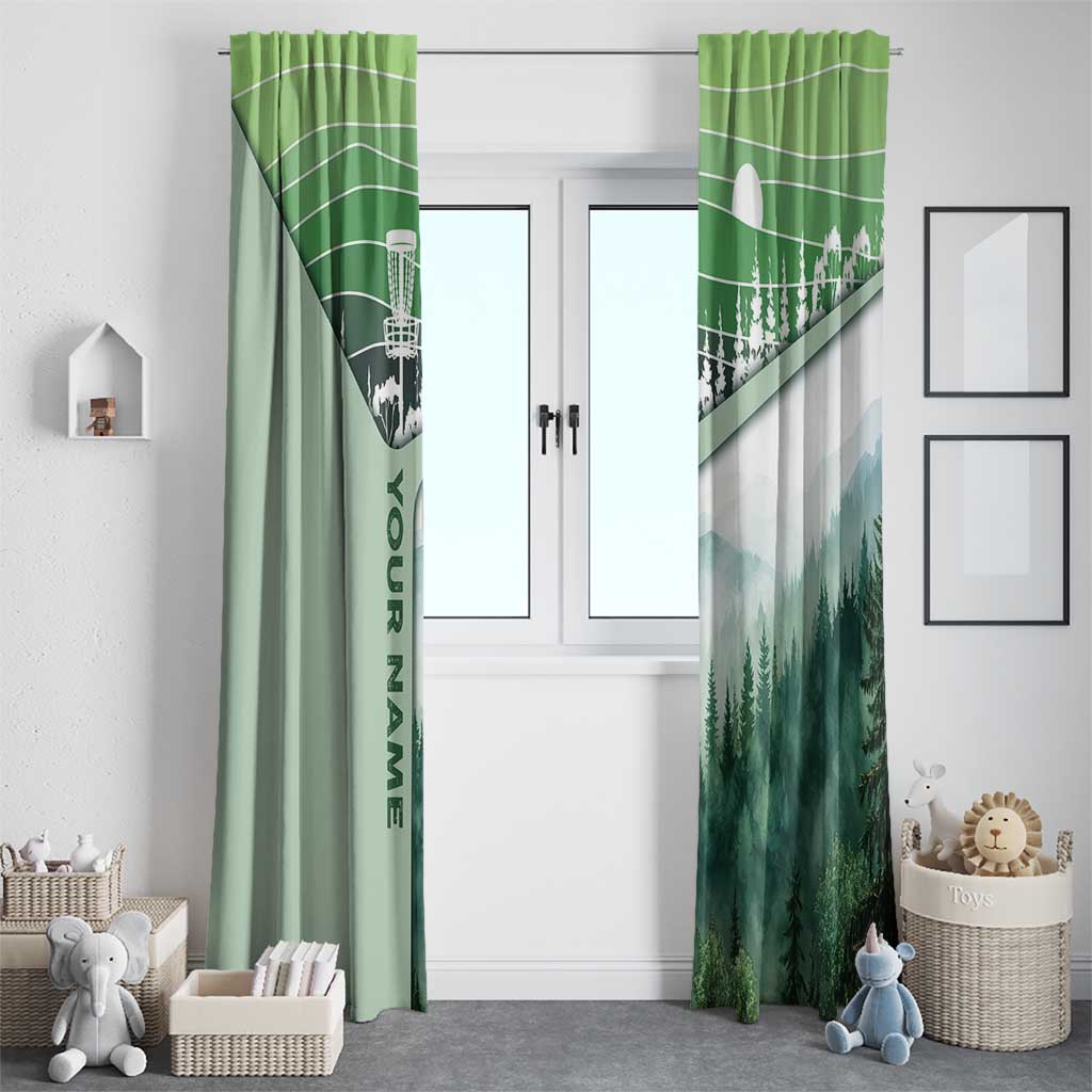 Custom Disc Golf Window Curtain with Forest Landscape Basket Silhouette - Wonder Print Shop