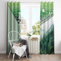 Custom Disc Golf Window Curtain with Forest Landscape Basket Silhouette - Wonder Print Shop