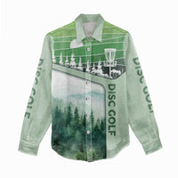 Custom Disc Golf Women Casual Shirt with Forest Landscape Basket Silhouette - Wonder Print Shop